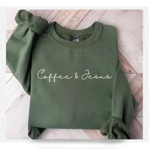 Coffee and Jesus Sweatshirt, Christian comfy sweatshirt, Coffee sweatshirt for her, Christian loungewear, Coffee Lover Sweatshirt - EVA RAMOS