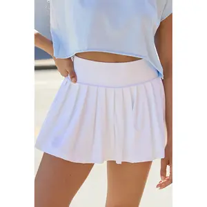 For The Win White Pleated Tennis Skirt