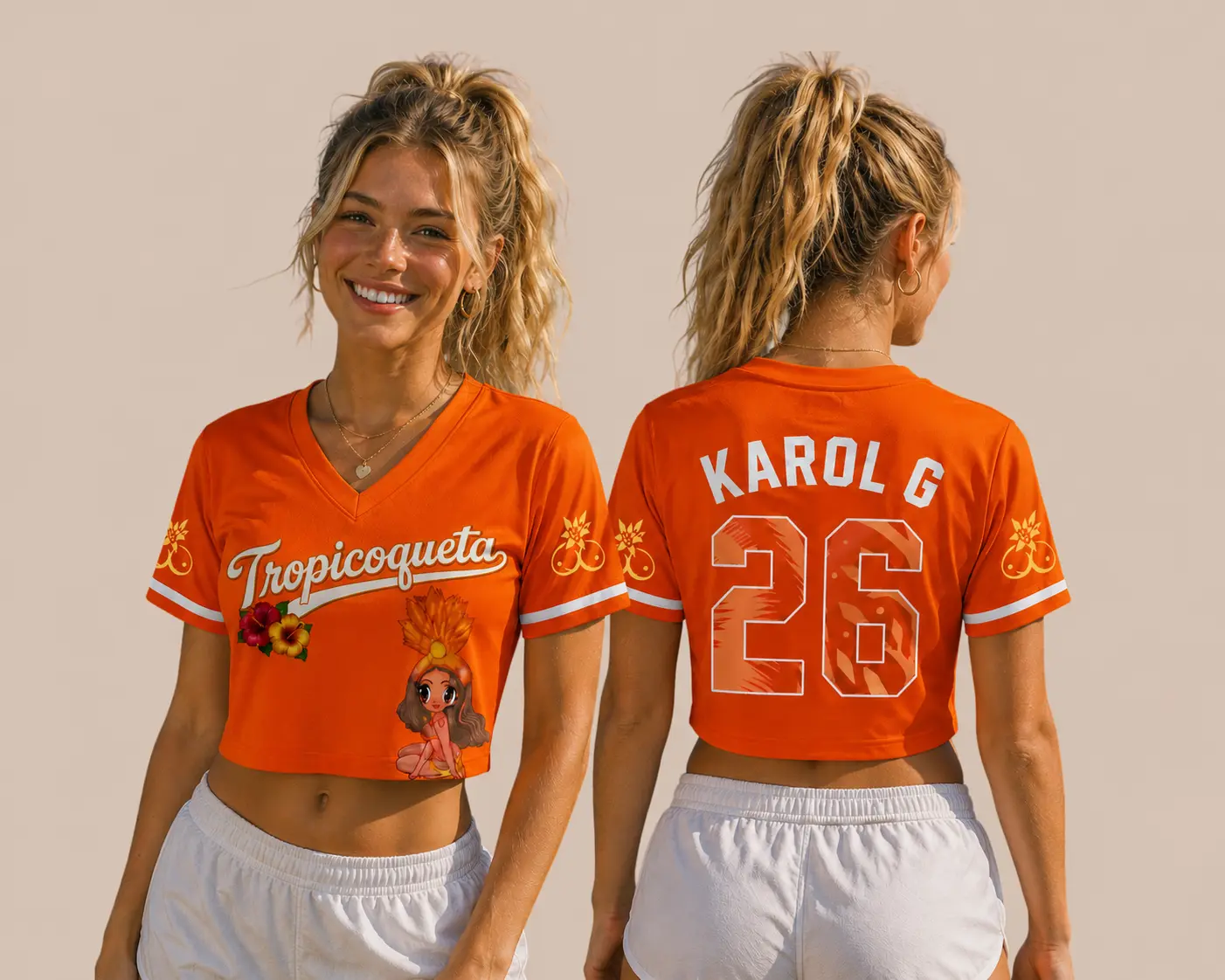 Orange Tropicoqueta Girl Doll Croptop Jersey, 8 Design Viajando Por El Mundo Tropitour 2026 Shirt, Latina Music Dancer La Bichota Short Sleeve Country Music Shirt, Gifts
