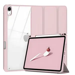 iPad Pro Case with Pen Holder Transparent Back Ultra-Thin Stand Shockproof Auto Wake/sleep Function Compatible iPad 10th Gen & 11th Gen