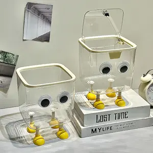 Cute Transparent Covered Storage Wastebasket for Student Desk Dormitory Office High-Value Home Desktop Trash Can Organizing snackle box container makeuporganizer storage containers