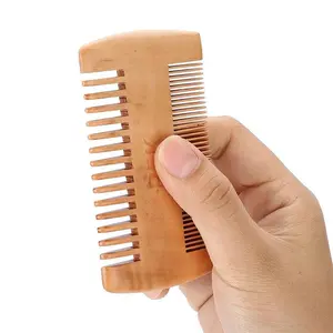 REK Sandalwood Beard Comb - 100% Natural Green Sandalwood Double-Sided Tooth Comb for All Hair Types - Anti-Static & Comfortable Touch - REK Cosmetics