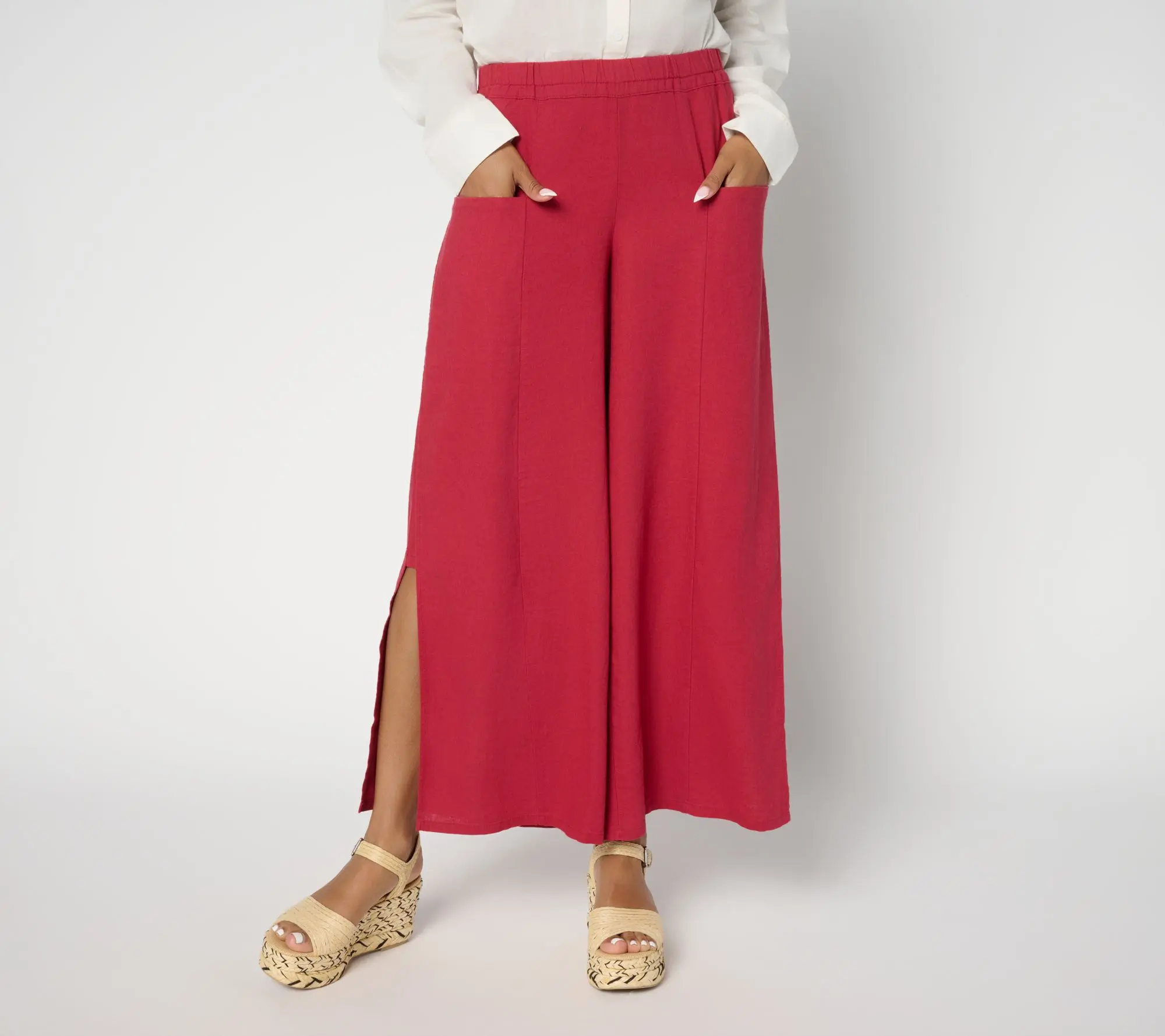 Peace Love World Boheme Petite Linen Blend Side Panel Pant