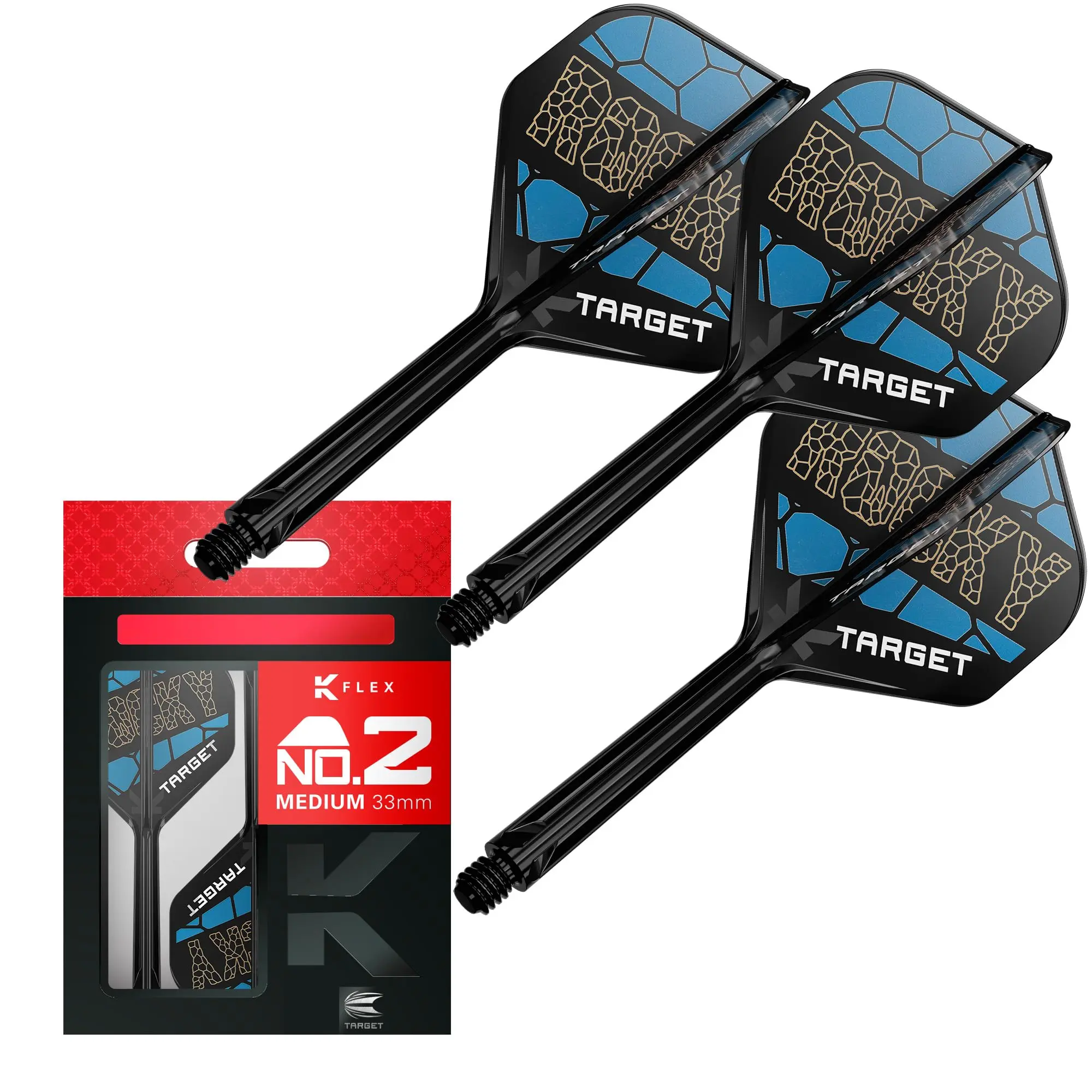 TARGET Darts Josh Rock K Flex Flights and Shaft System, No.2 | Pack of 3 Kflex All In One Flights, Player Edition Darts Accessories | K-Flex Dart Stem Short (19mm),Intermediate(26mm), and Medium(33mm)