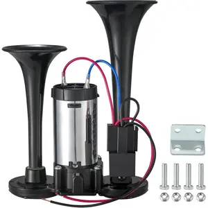 12V 120dB Air Horn Kit, Dual Trumpet Electric Train Horn with Upgraded Compressor for Trucks, Cars, SUVs, Motorcycles & Boats