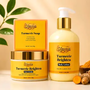 Djayna Turmeric Brighten Set - Bar Soap, Face Cream, and Body Lotion for Smooth, Hydrated, and Glowing Skin