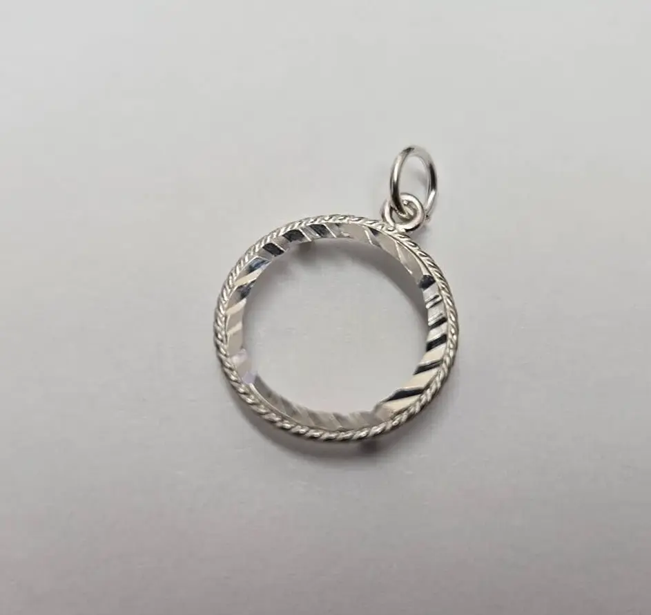 925 Sterling Silver Rope Edge 3 Cent Piece Coin Bezel 14mm Prong Back