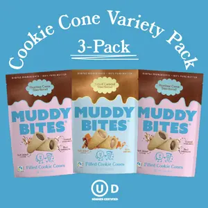 MUDDY BITES 3-PACK: Cookie Cone Variety Pack - 3.5oz