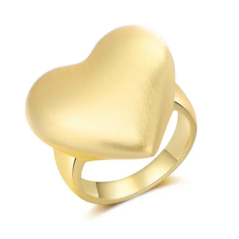 Aprilery Chunky Heart Shaped Ring - Hypoallergenic Gold-Tone Band, Elegant Casual Fashion Jewelry, Chunky Accessory, Elegant Casual Ring