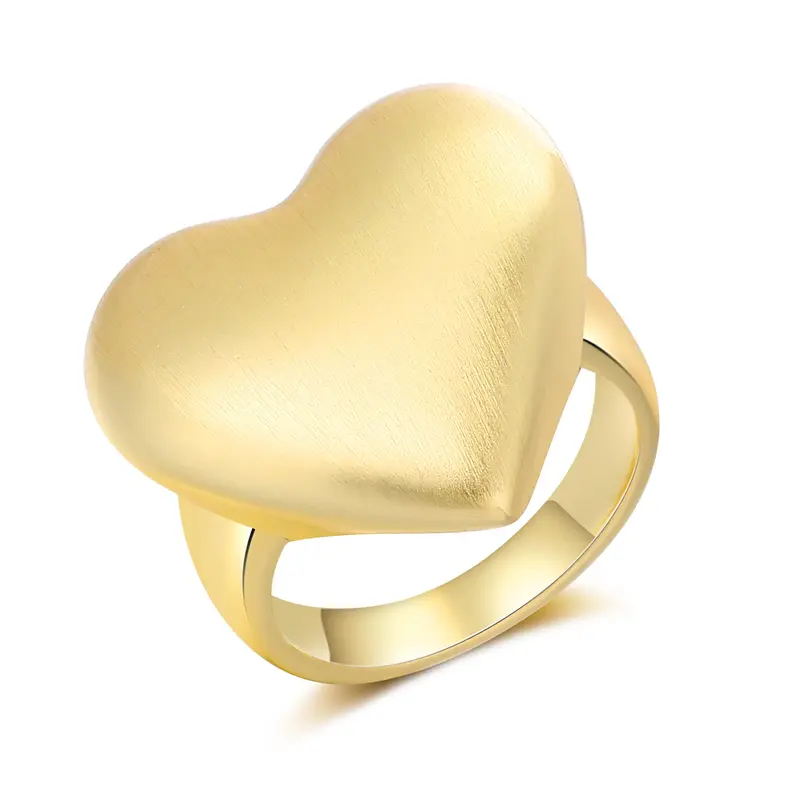Aprilery Chunky Heart Shaped Ring - Hypoallergenic Gold-Tone Band, Elegant Casual Fashion Jewelry, Chunky Accessory, Elegant Casual Ring