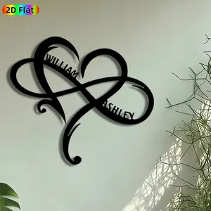 1pc Intertwined Hearts with Names Metal Wall Art, Personalized Infinity Heart Statue Mural, Perfect for Valentines Day, Anniversary Decor, Perfect for Bedroom Living Room Wedding Venue Decor, Ideal Gift for Romantic Decor Enthusiasts.