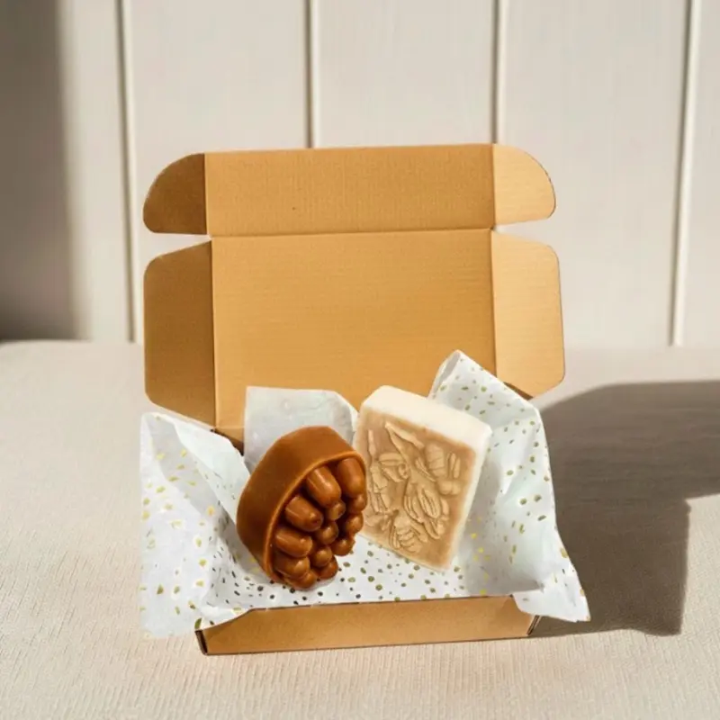 Handmade Artisanal kit Coffe/Oats&Honey Natural Soaps (Duo de Jabones Naturales Cafe/ Avena y Miel)
