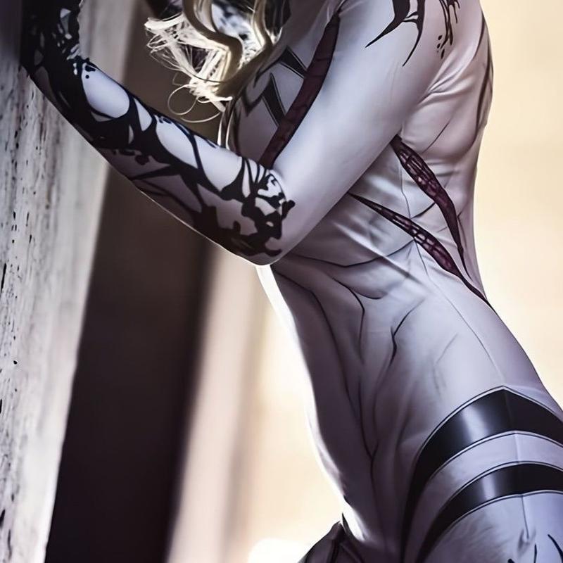 Spider Woman Gwen Stacy Anti-Venom Gwen Holiday Party Halloween Cosplay Costume, High Elastic Bodysuit, Amazing Bodysuit, Christmas, Halloween Gift Superhero Dress Womenswear Clothes White