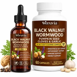 Black Walnut Wormwood Dietary Supplement, with Pumpkin Seed, Clove, and Garlic – 20-in-1 Cleansing Complex, supports digestive and immune system health, plant-based formula, vegan, non-GMO, 60 capsules