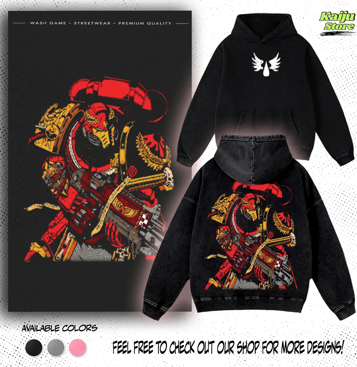 Warhammer 40k Blood Angels Washed 2 sided printed Unisex Cotton Crewneck tee game merch retro black soft hoodie, sweartshirt top graphic tee
