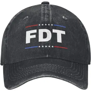FDT Unisex Vintage Cotton Washed Denim Adjustable Baseball Cap - Men's "Not My President" Hat with Sun Protection for Outdoor Activities