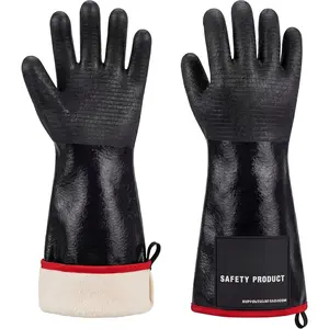 932?F Heat Resistant BBQ Grill Gloves: Oil Resistant  for  Grilling Cooking Barbecue Deep Frying Turkey Rotisserie Handling Hot  Meat |  Stocking Stuffers for Men