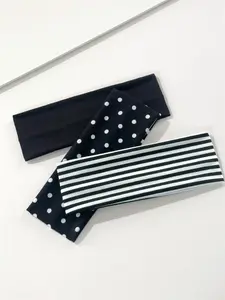 3pcs Unisex Elegant Polka Dot Headbands, Striped Elastic Sports Hair Bands, Classic Simple Sweat Absorbent Headscarf, Sweat Wicking Headband