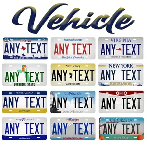 [Custom Text & State ] License Plate: Aluminum Replica Vehicle Tag