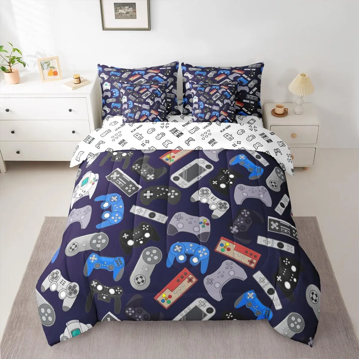 Feelyou 7-Piece Ultra Soft Microfiber Luxury Bedding Set - Cozy Setup Coastal Bedding, Breathable Bed Cover, Multi-Size Comforter Set with Sheets for Teen Boys