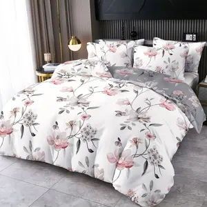 INS Style Youcheng AB Magnolia Gray White 751 Large Floral Duvet Cover Two-Piece Set High-Density Cotton Breathable Fabric Double-Sided Use Design Dustproof Wrinkle-Resistant Twin Bedding