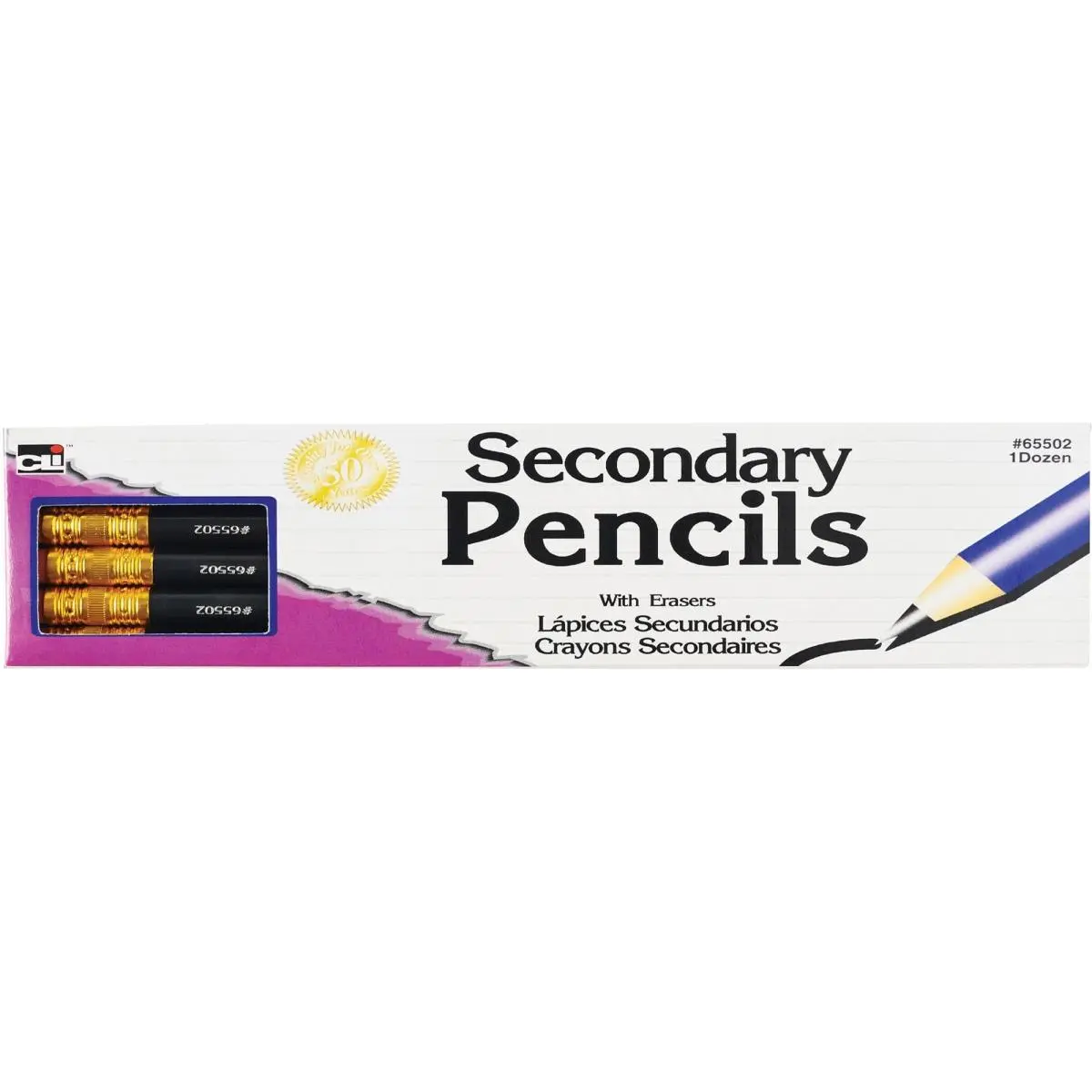 212 MAIN CLI Secondary Pencil - 144 Count, Black, Bonded Lead, Round Barrel