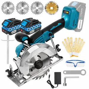 DODOWIN Circular Saw Kit - 21V Dual Smart Batteries And Battery Charger, Comes With Saw Blades, Two Adjustable 45° Cutting Depths, Up To 6900 RPM - Ideal For Woodworking And Garden Projects.Christmas Gift