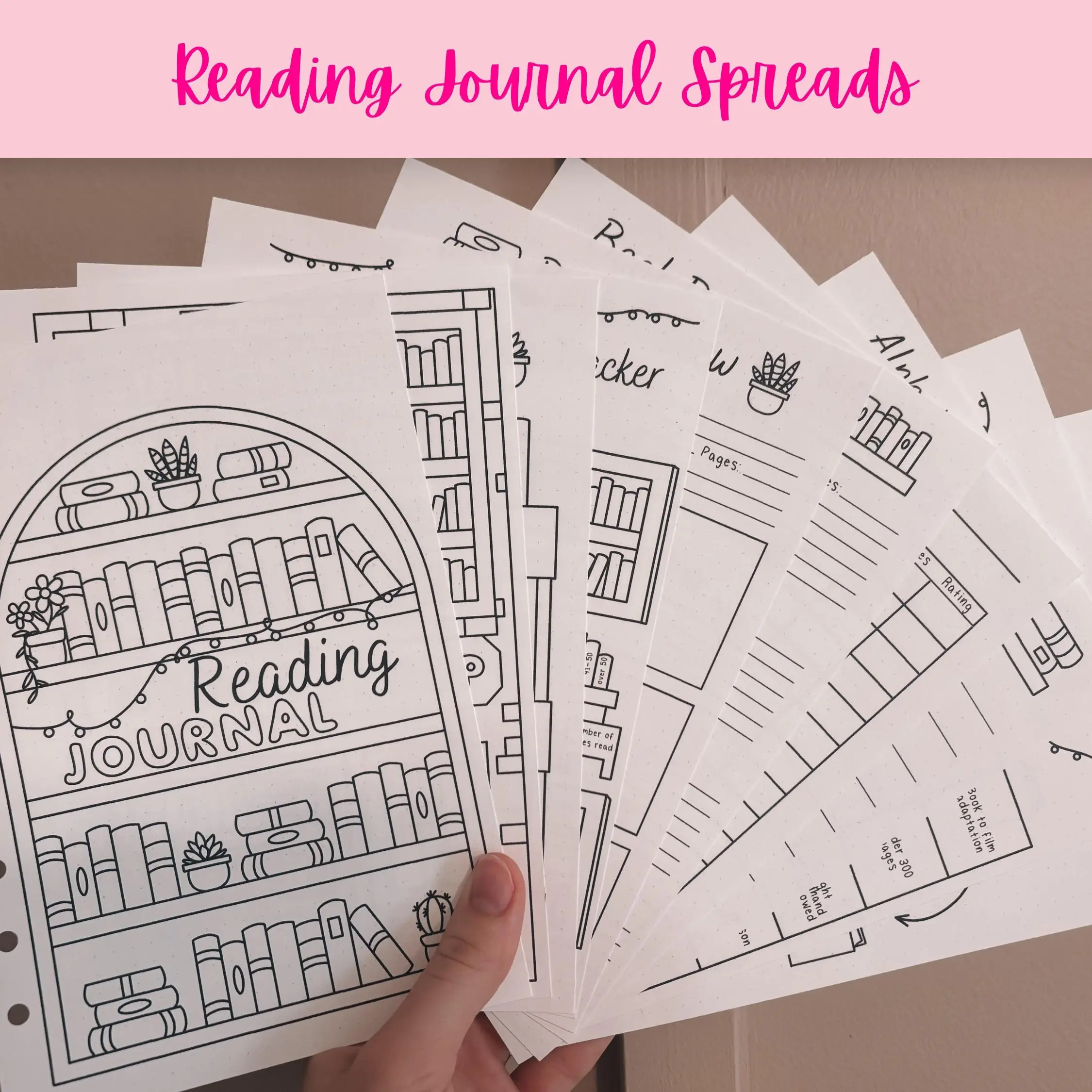 Reading Journal Physical Printed Out Page Inserts for A5 Binder