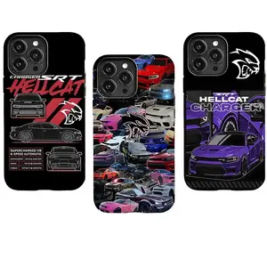 Heavy-Duty Shockproof Charger SRT Hellcat Performance Car Fan Art Phone Case, Edgy Speed Aesthetic Rubber Casing for iPhone 17 Pro Max,16,15,14,13,12,11,Air - Protective Cellphone Accessories for Electronic Devices