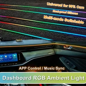 Universal Car Dashboard Ambient Light, Dynamic RGB Chasing Flow LED Strip, Sound Activated Music Rhythm Sync, USB Plug & Play Easy Install Car Interior Modification Decor Lamp For All Vehicles