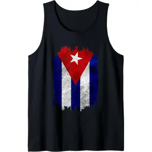 Havana Shirts for Men Bandera de Cuba Distressed Cuban Flag Tank Top