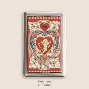Happy Valentine's Day Cupid Love Cigarrette Case Zigarettenetui Wallet Vintage Metal 100s Box Blunt Holder Gift