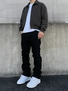 Trendy Simple American Streetwear High-Waisted Slim Fit Men's Bell-Bottom Jeans, Casual All Seasons Denim Jeans, Menswear Pants