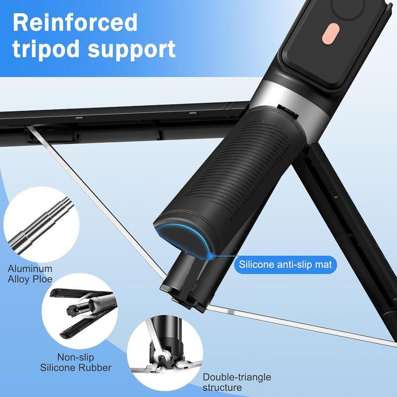 New 6 in 1 Selfie Stick With Filled Light, 67 "Phone Tripod & Wireless Remote Page Turner, Bluetooth Camera Video Recording Remote, Music Control, for iPhone, iPad, iOS, Android Compact Cellphone tripod