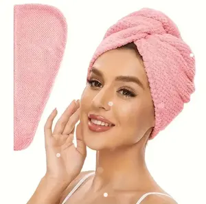 TOALLA ROSA DE MICROFIBRA  PARA EL CABELLO, 100% POLIESTER