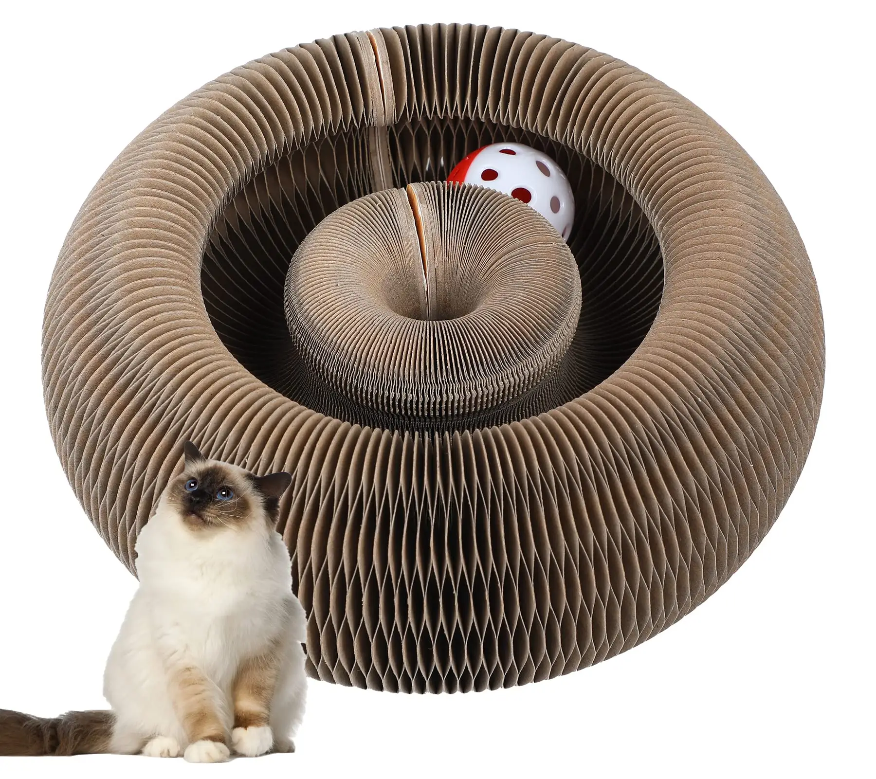 FluffyDream Magic Organ Cat Scratching Board, Interactive Scratch Pad with a Ball, Cat Scratcher for Grinding Claw, Recyclable and Durable, Furniture
