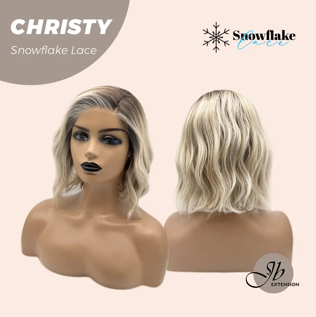 JBEXTENSION 11 Inches Mix Blonde Pre-Cut Side Part Snowflake Lace Frontlace Glueless Wig CHRISTY SNOWFLAKE【BENDY EAR TABS】