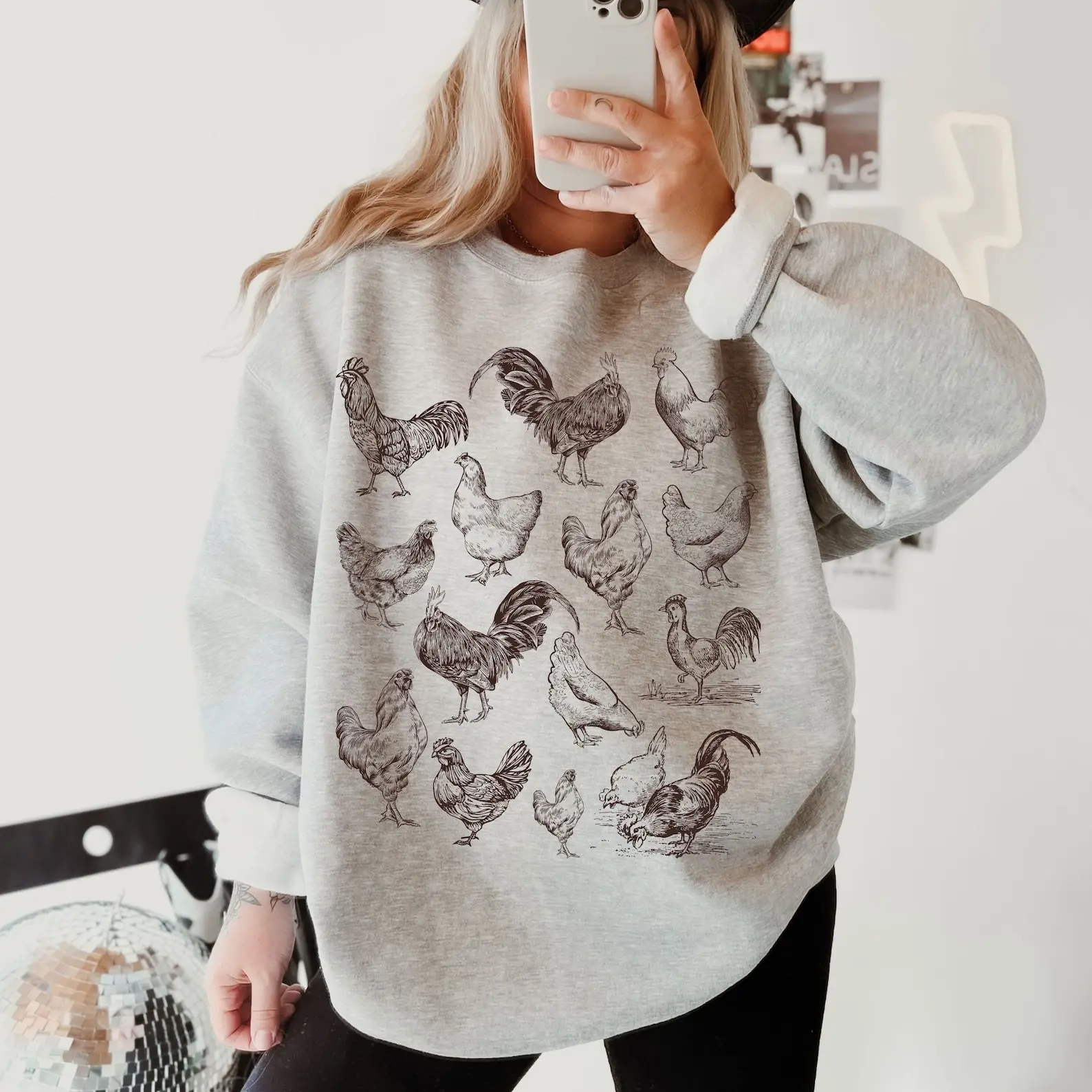 Chicken Sweatshirt, Animal Women Chicken Sweatshirt, Gift For Chicken Lovers, Farm Sweatshirt, Cute Chicken Shirt