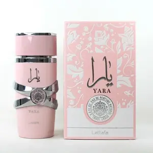 Lattafa Yara Eau de Parfum - Pink Bottle with Silver Accents - 100ml - Floral Design Packaging - Perfume for Women