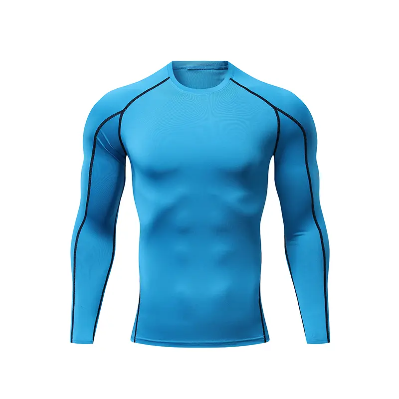 Men’s quick-dry slim-fit long-sleeve fitness shirt — highly elastic, moisture-wicking compression base layer for basketball, running, and outdoor sports; available in multiple colors; single item sold.
