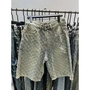 Men's Fashion Casual Summer Blue Denim Shorts, Wide-leg Pants High Street Niche Design Trendy Shorts, Street Style Trend Menswear Pocket baggy jeans men jorts outfit men high quality cotton durable fabric baggycarpenter  jeans