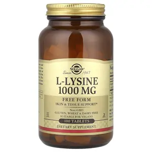 Solgar L-Lysine, Free Form, 1,000 mg, 100 Tablets Solgar L-Lysine, Free Form, 1,000 mg, 100 Tablets