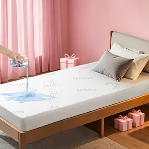 【Summervibes】BEDLORE Cooling Bamboo Textured Fitted Mattress Protector: Ultra-Soft, Breathable & 100% Waterproof Deep Pocket Sheet with Non-Slip Skirt, Noiseless & Washable Cover for a Spa-like Tranquility in Your Master Bedroom or Guest Room.