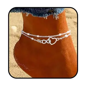 Sterling Ankle Bracelets For Women Dainty Plated Anklets Set Shiny Waterproof Chain Cross Beach Foot Gifts