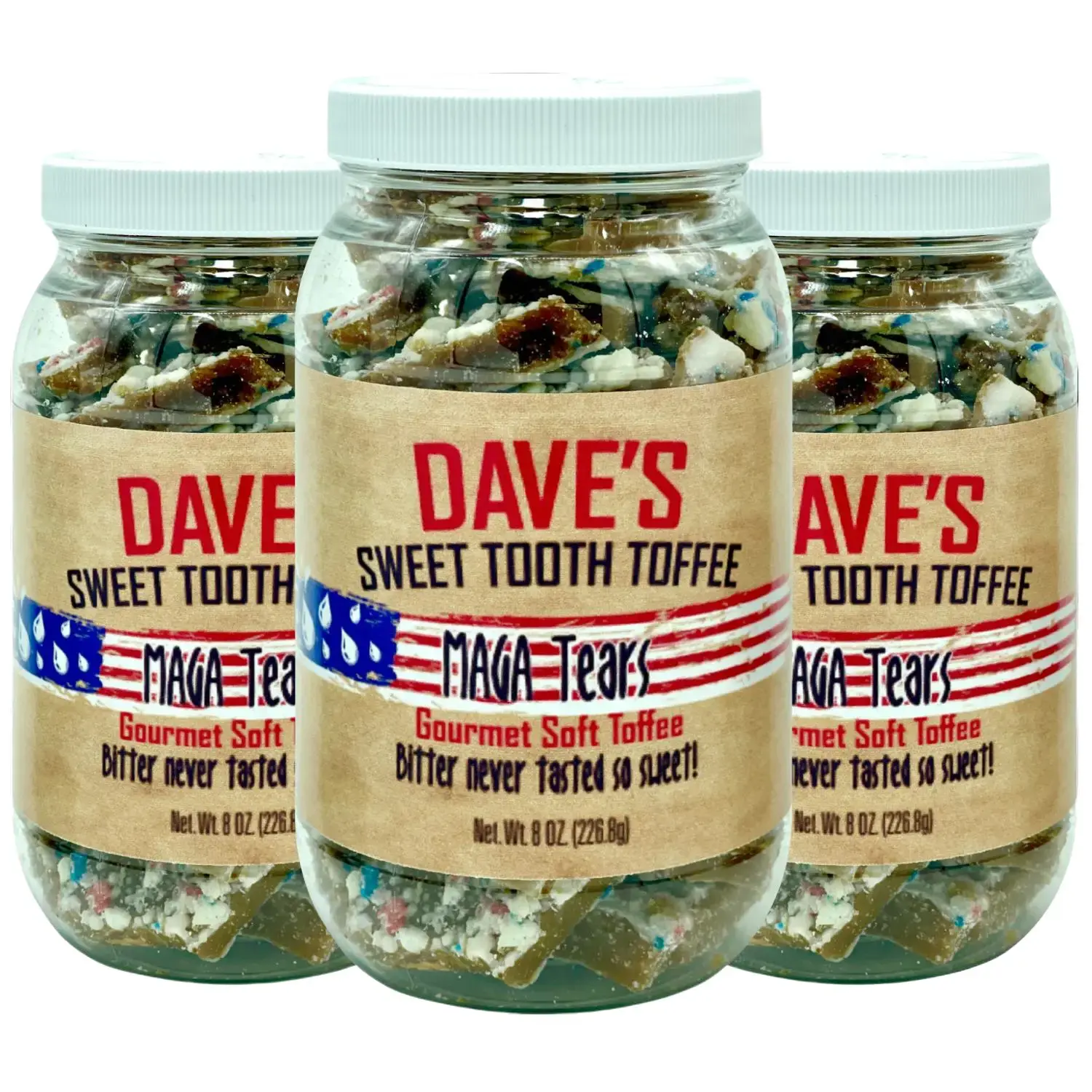 MAGA Tears flavored Gourmet Toffee - Dave's Sweet Tooth - Handmade Almond Toffee Topped with White Chocolate