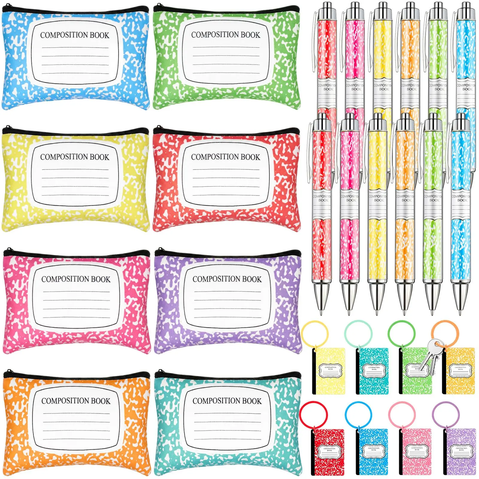 6/8/12 Sets Back to School Teacher Gift Set with Pencil Pouch and Ballpoint Pens, Teacher Survival Kit, Bulk Teacher Appreciation Gifts for Meet the Teacher Night, Open House, First Day of School Must Haves,Office Supplies, Back to a School Shopping