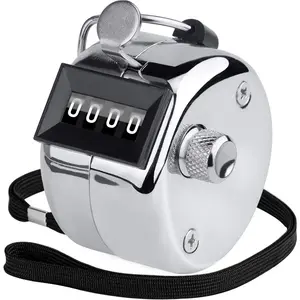 Metal Handheld Tally Counter 4-Digit Number Count Clicker Counter, Hand Mechanical Counters Clickers Pitch Counter for Coaching, Knitting, People, Lap, Fishing, Golf and Row