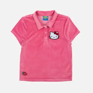 Hello Kitty x Dumbgood Velour Cropped Polo (50th Anniv.)