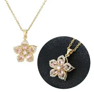 14K gold plated bauhinia flower necklace with sparkling zircon. Non-tarnish, hypoallergenic, lightweight and elegant. Perfect for daily wear, dates and gifting. A charming, easy-match essential for every jewelry collection.
