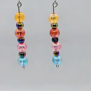 Multicolored Bead Dangle Earrings